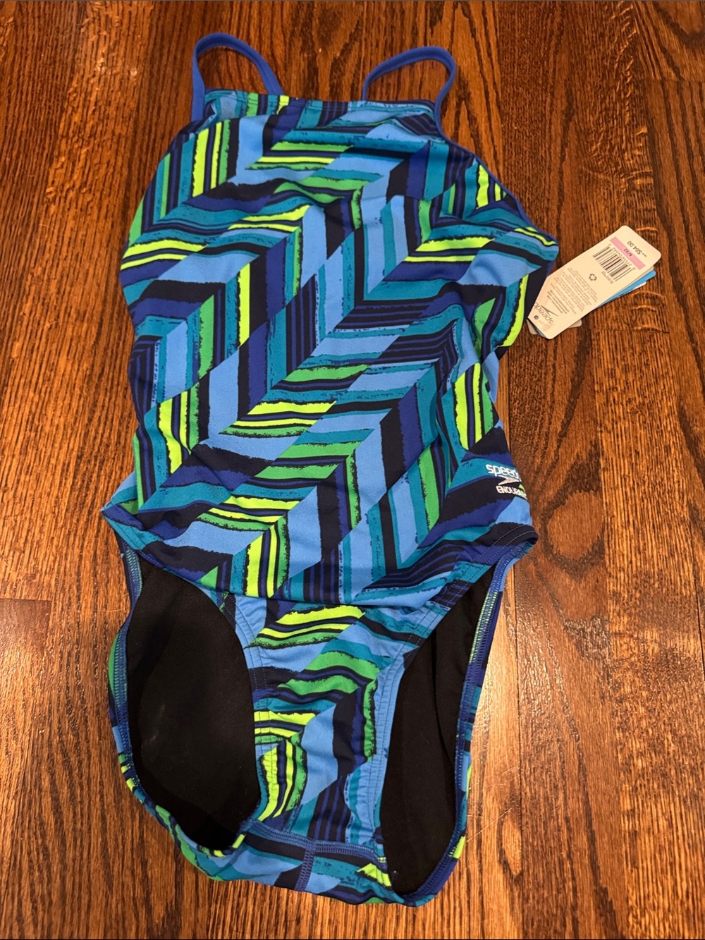 NWT Speedo Endurance+ Competitive One Piece Swimsuit in Size 6/32 Blue/Green